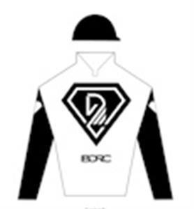 White, black logo, black sleeves with white diamond, black cap