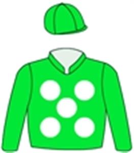 Apple green, white spots, apple green sleeves and cap