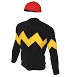 Black, gold chevron band & armbands, red cap