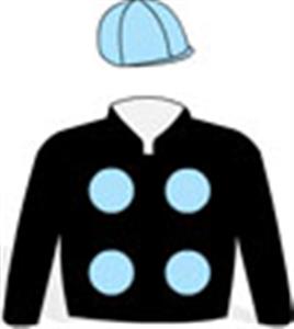 Black, light blue spots & cap