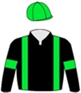 Black, apple green braces, armbands & cap