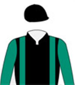 Black, emerald green braces & sleeves, black cap