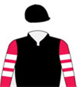 Black, red & white hooped sleeves, black cap