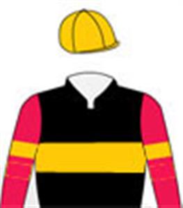 Black, red sleeves, gold band, armbands & cap