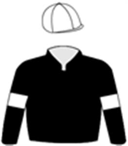 Black, white arm bands & cap