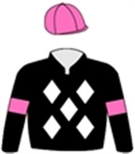 Black, white diamonds, pink arm bands & cap