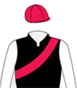 Black, white sleeves, red sash & cap