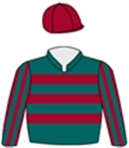 Bottle green & maroon hoops, striped sleeves & cap