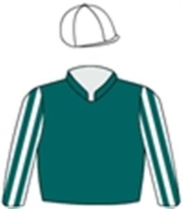 Bottle green, white striped sleeves & cap