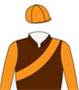 Brown, orange sash, sleeves & cap