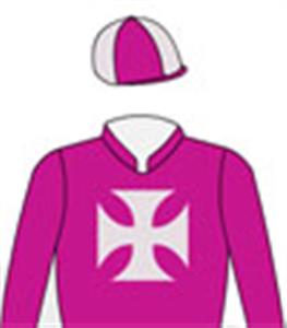 Cerise, french grey Maltese Cross (b&f), quartered cap