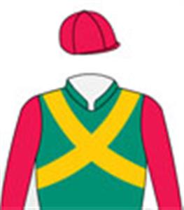 Emerald green, gold crossed sashes, red sleeves & cap