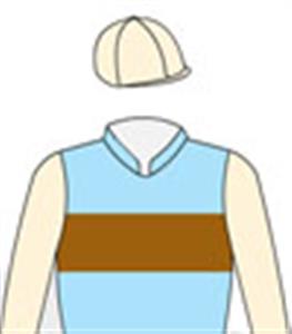Light blue, chocolate band, cream sleeves & cap