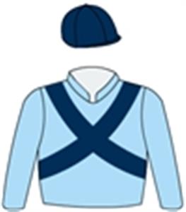 Light blue, dark blue crossed sashes & cap