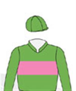 Light green, pink band, light green cap