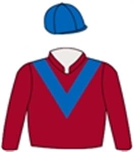 Maroon, royal blue V & cap