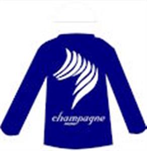 Navy blue, stylised white knight, white cap