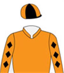 Orange, black diamonds on sleeves & quartered cap