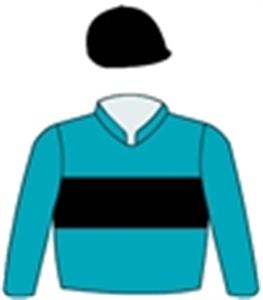 Peacock blue, black band & cap