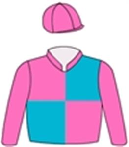 Pink & turquoise quarters, pink sleeves, quartered cap