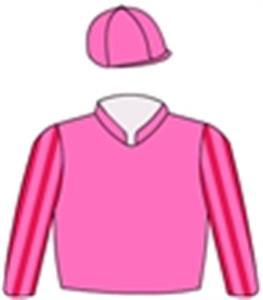 Pink, red striped sleeves, pink cap