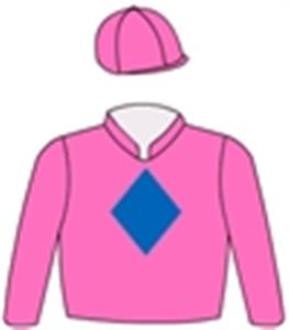 Watermelon pink, royal blue diamond (b&f), watermelon pink sleeves & cap