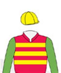 Red & yellow hoops, light green sleeves, yellow cap