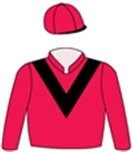 Red, black V & buttons, red cap with black peak & button