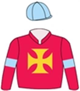 Red, gold Maltese Cross, sky blue armbands & cap