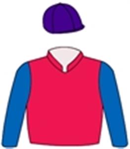 Red, royal blue sleeves, purple cap