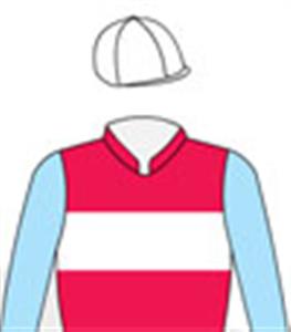 Red,white band,light blue sleeves,white cap