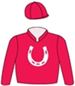 Red, white horseshoe, red cap