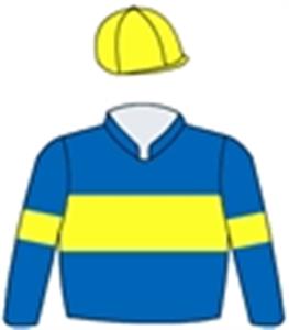 Royal blue, yellow band, armbands & cap