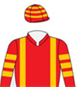 Scarlet, gold hooped sleeves, gold braces & cap