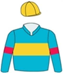 Turquoise, gold band, red armbands, gold cap