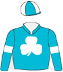 Turquoise, white shamrock & armbands, quartered cap