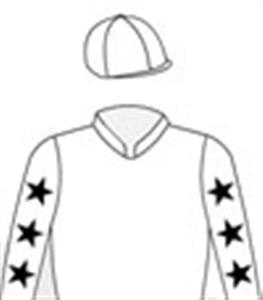 White, black stars down sleeves & white cap