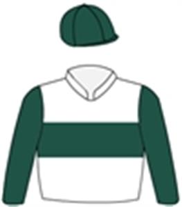 White, dark green band, sleeves & cap