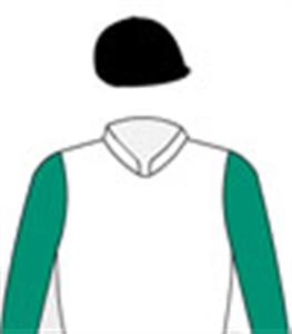 White, emerald green sleeves, black cap