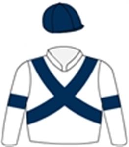 White, navy blue crossed sashes, armbands & cap
