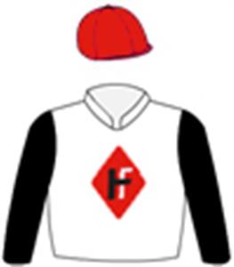 White, red diamonds with stylised logo, black sleeves, red cap
