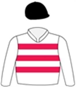 White, red hoops, white sleeves, black cap with gold tassel