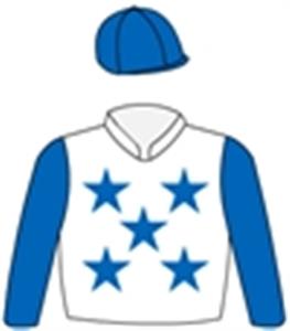 White, royal blue stars, sleeves & cap