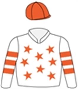 White, tangerine stars & hooped sleeves, tangerine cap