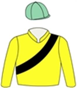 Yellow, black sash, light green cap
