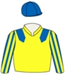 Yellow, royal blue epaulettes, striped sleeves & cap