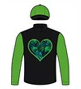 Black with logo, lime green sleeves & cap