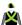 Black,lime green crossed sashes,Black & white striped sleeves,black & lime green qtd cap