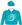 Teal blue, white stylised logo (b&f), teal blue sleeves & cap