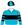 Turquoise, black hooped sleeves, black band, quartered cap